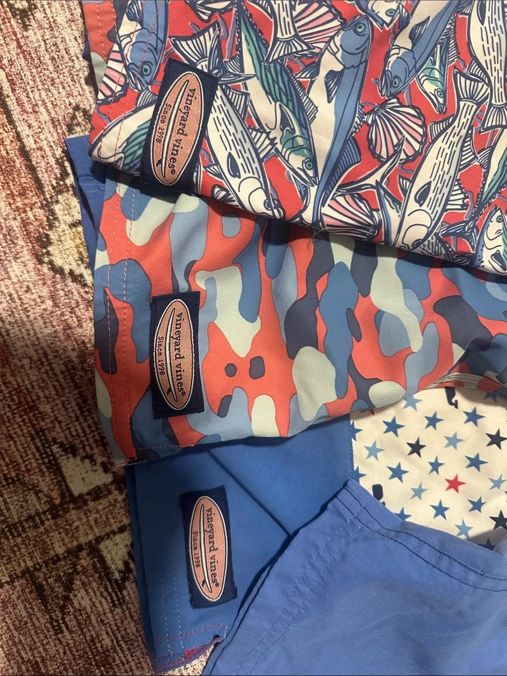 Vineyard Vines Red, Blue & White Printed Swim Trunks all 4 for 30